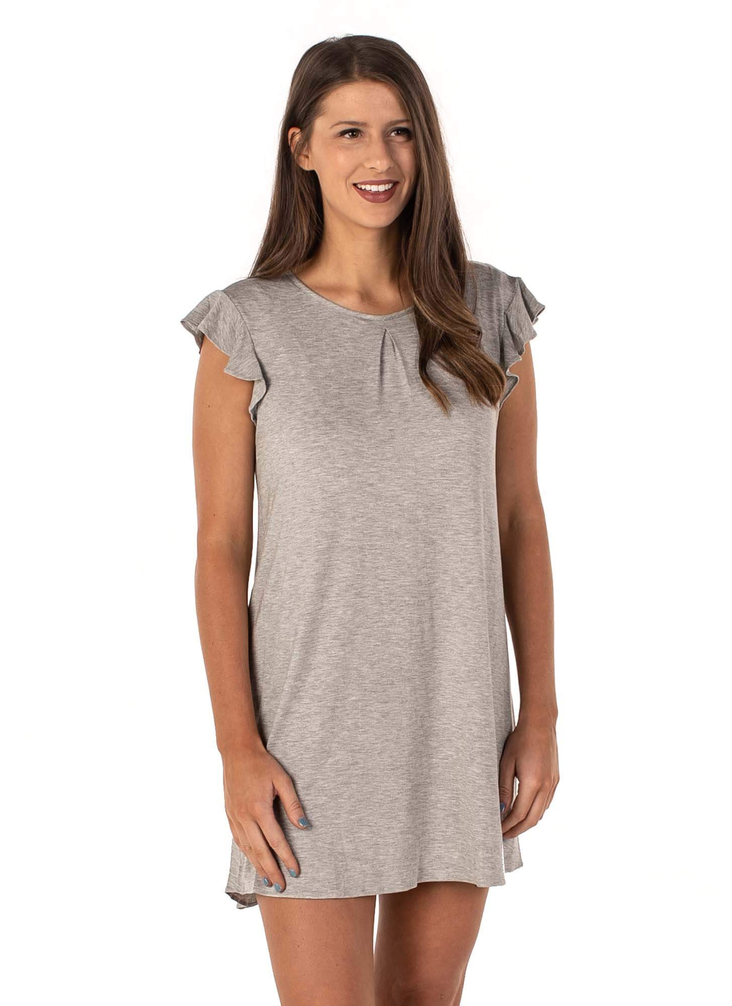 heather gray nightgown with built in shelf bra