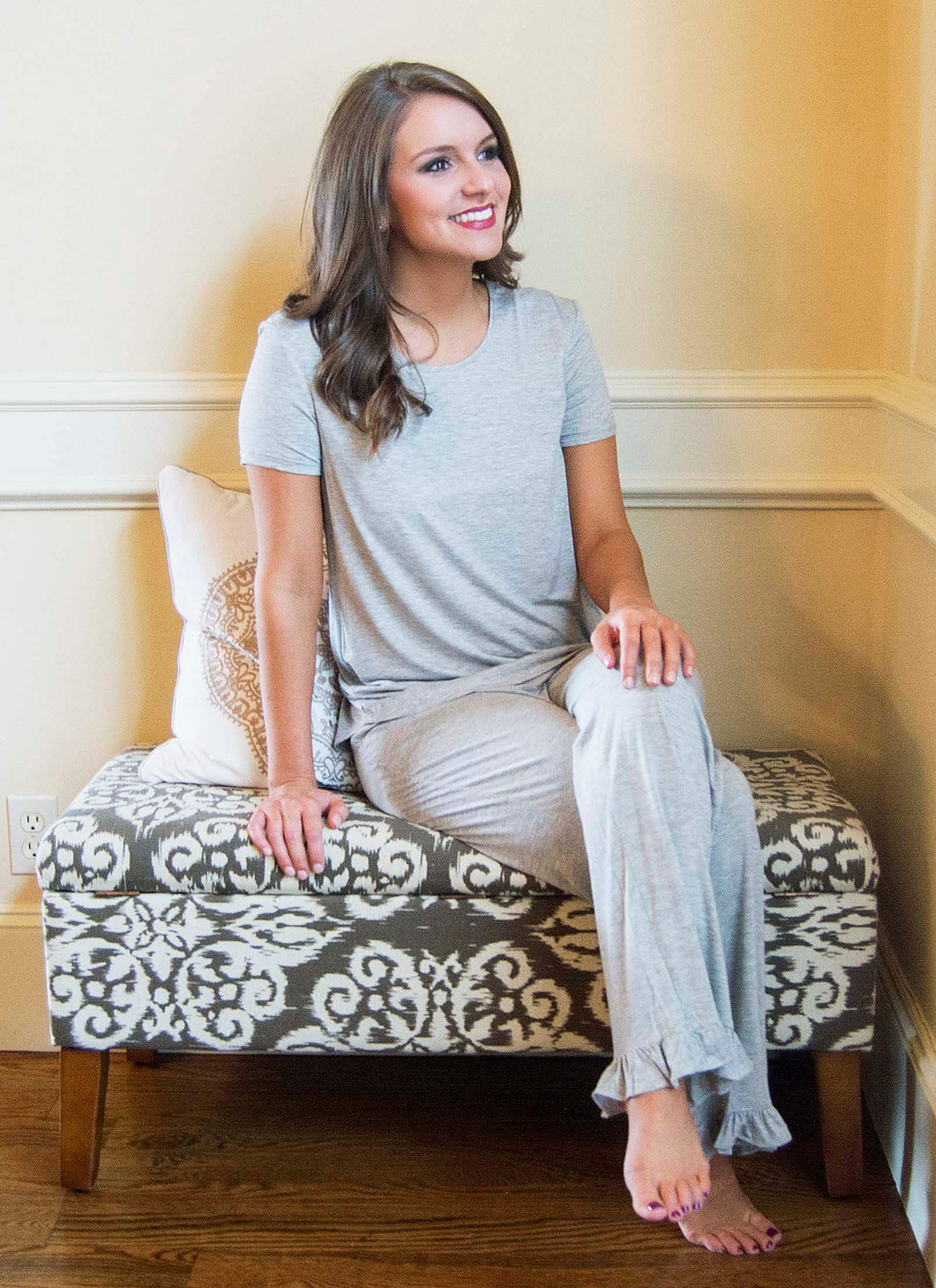 pajama pant with ruffle hem