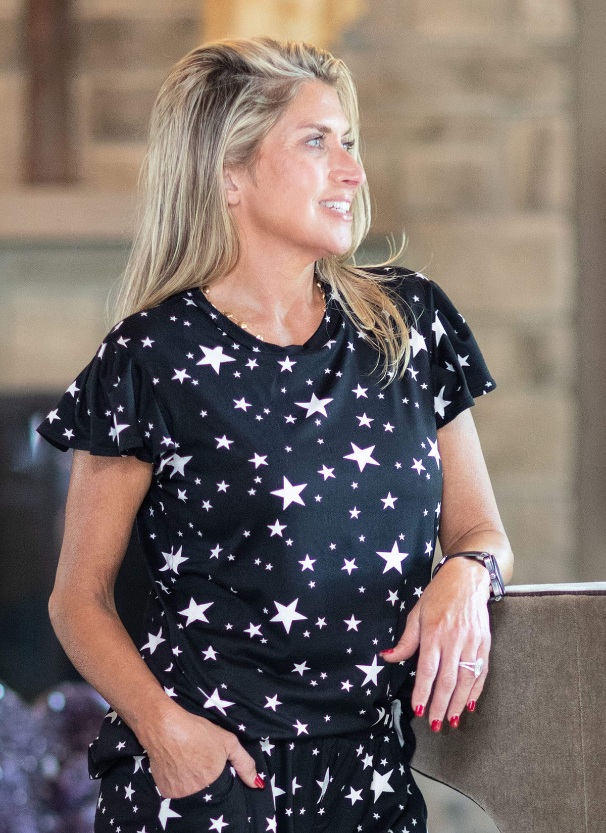 Rafaella Ruffle Sleeve Lounge Top - Clearance