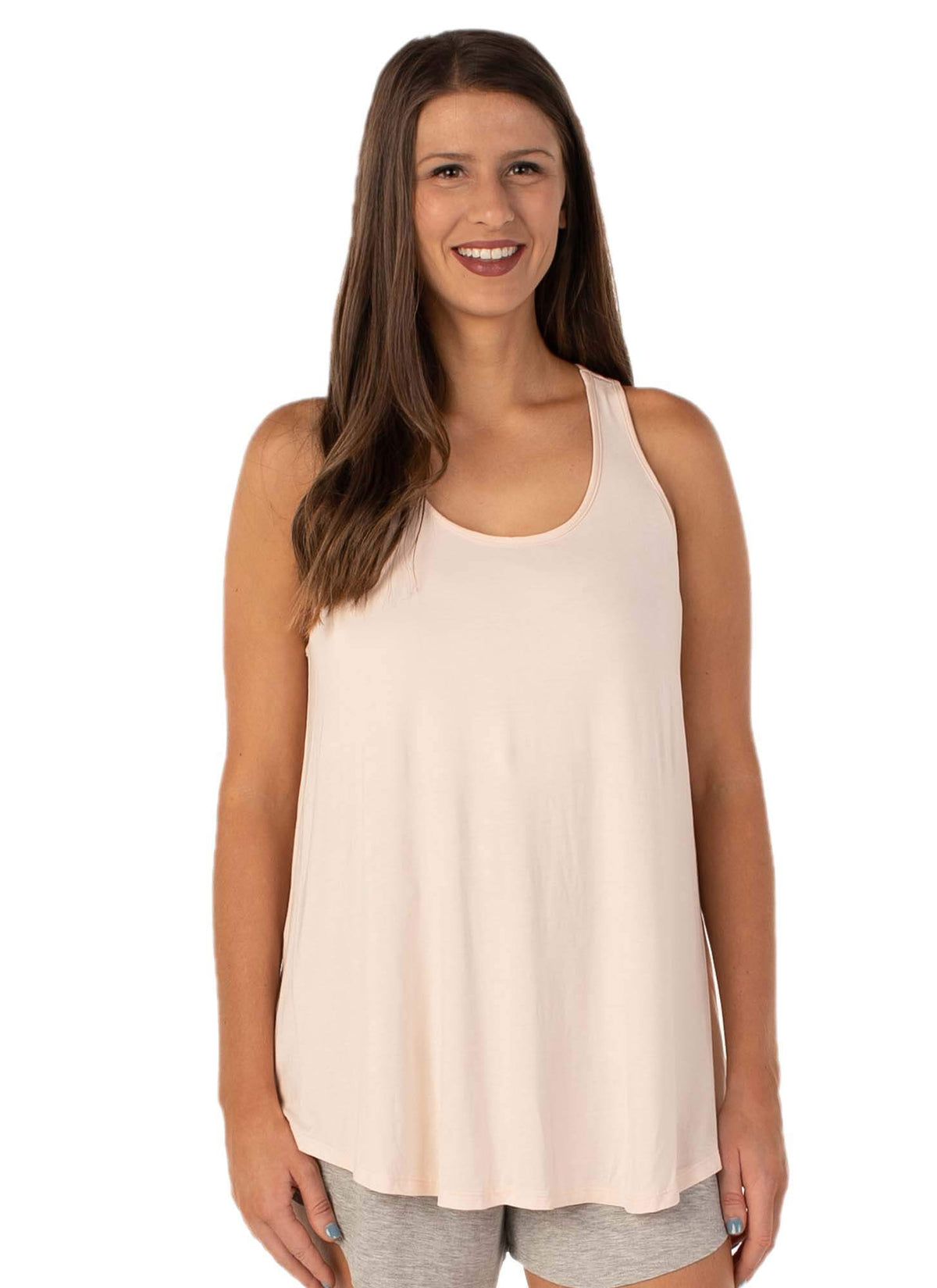 blush pajama tank with built in bra