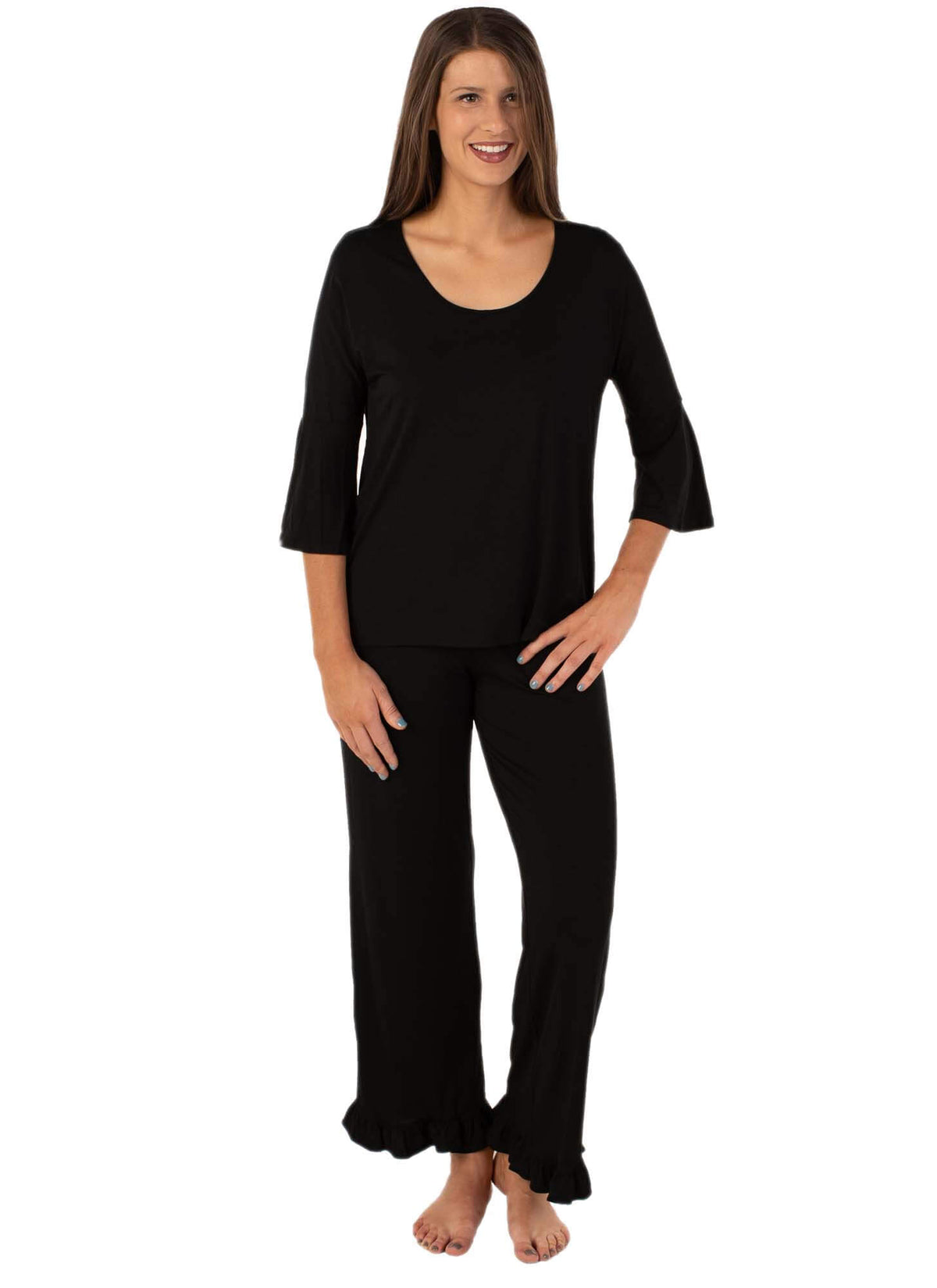 pajama pant with ruffle hem