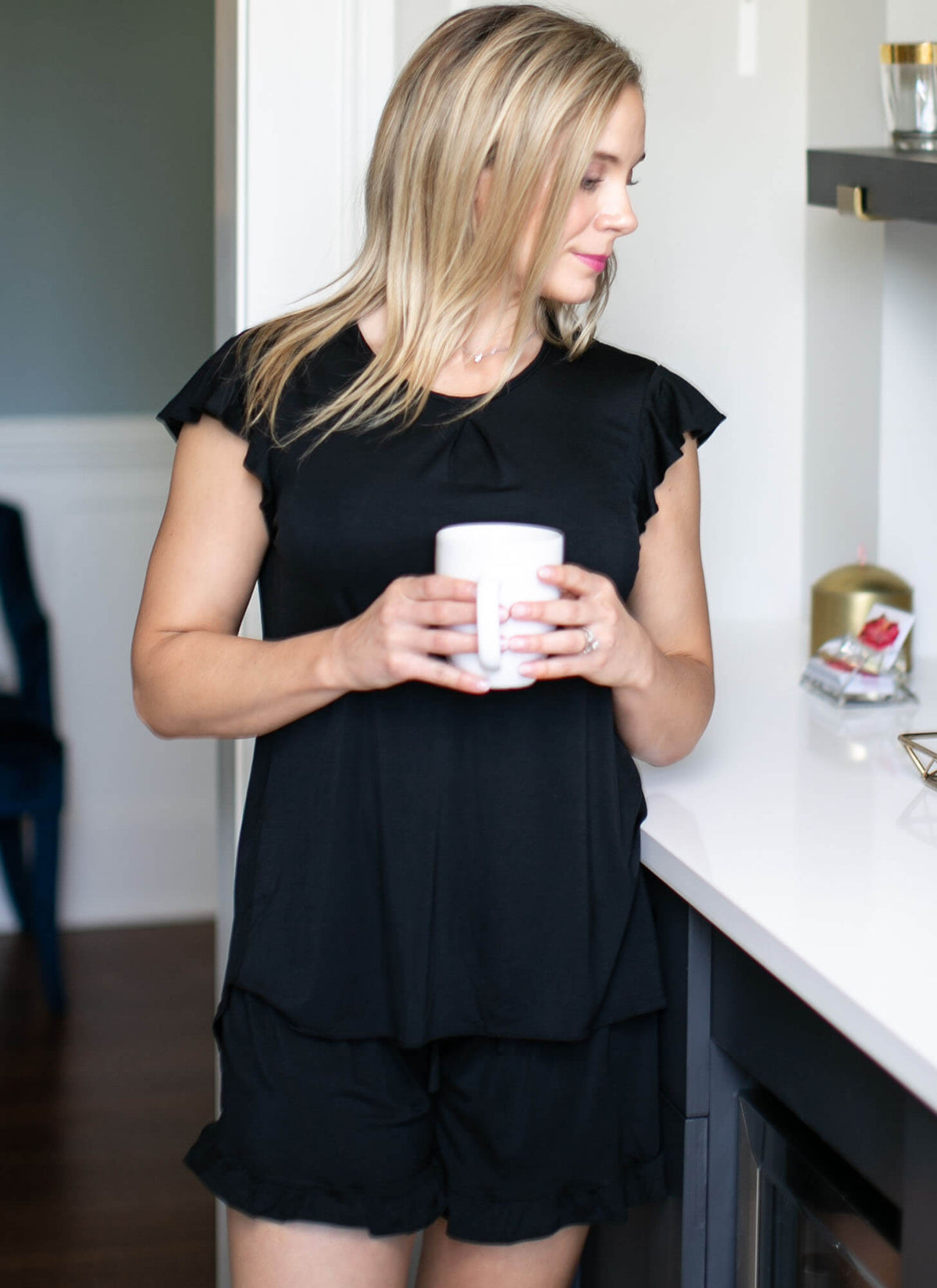 black sleepwear with bust support