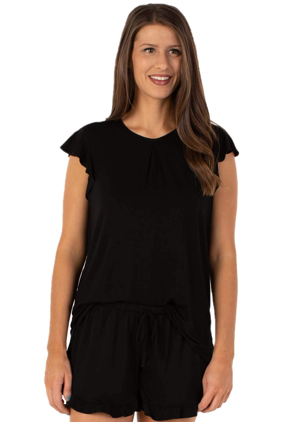 black sleepwear with bust support